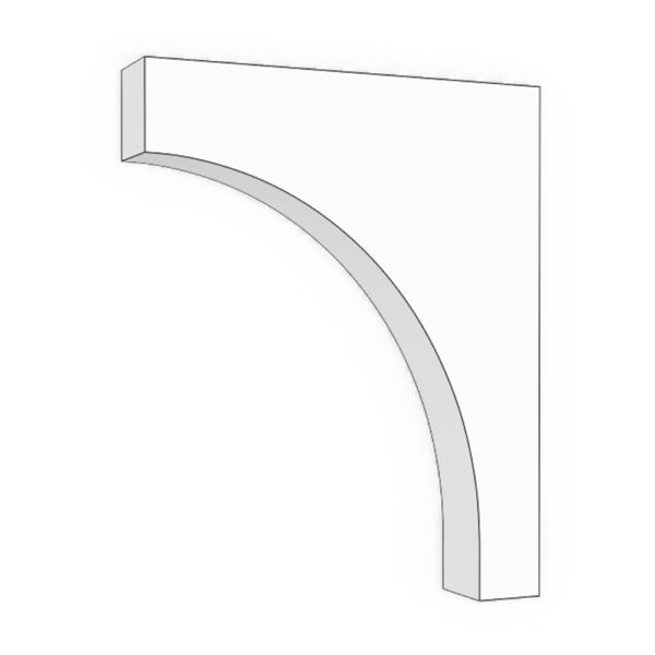 Curved shaker style bracket. 11"H, 9"W, 1 1/2 thick