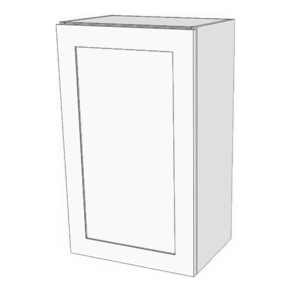Wall cabinet with door: 6" to 24" wide, 30" high, 12" deep. 2 adjustable shelves. *Double shaker door will be flat slab if 7" or less